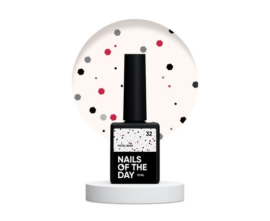 Изображение  Nails of the Day Potal base 32 - milky base with black and red glitter, 10 ml, Volume (ml, g): 30, Color No.: 32