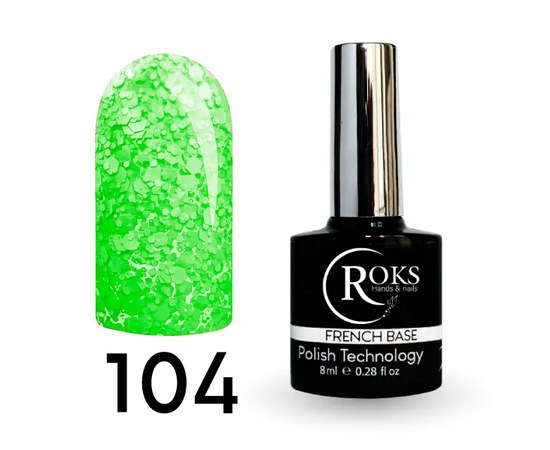Изображение  Camouflage base for gel polish Roks Rubber Base French Geometric 8 ml, No. 104, Volume (ml, g): 8, Color No.: 104