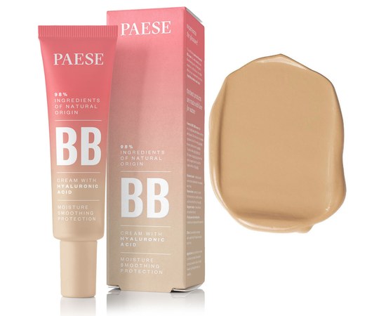 Зображення  Тональний BB-крем для обличчя з гіалуроновою кислотою Paese BB Cream With Hyaluronig Acid 03W Natural, 30 мл, Об'єм (мл, г): 30, Цвет №: 03W