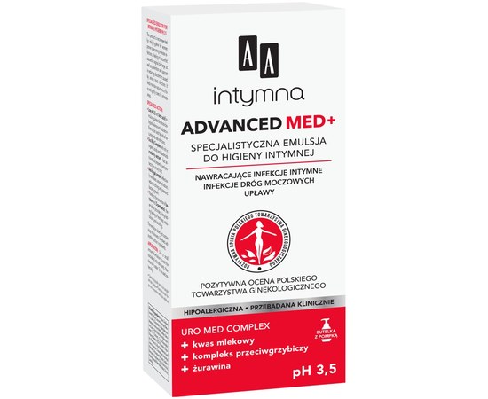 Зображення  Спеціалізована емульсія для інтимної гігієни AA Intymna Med Advanced pH 3.5, дозатор 300 мл