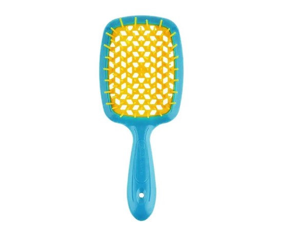 Зображення  Щітка масажна для волосся прямокутна блакитна з жовтим Janeke Superbrush (82SP226 BYF)