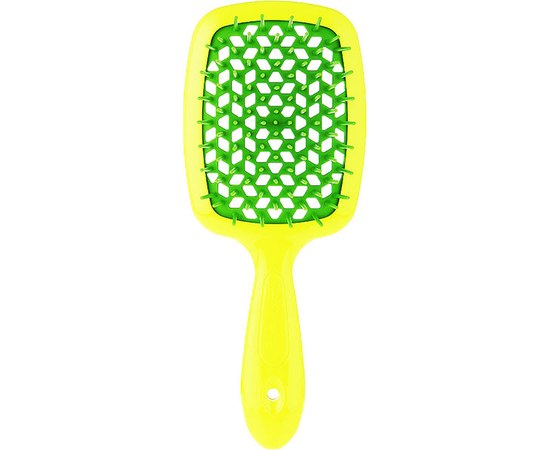 Зображення  Щітка масажна для волосся прямокутна жовта із зеленим Janeke Superbrush Small (86sp234 GIV)
