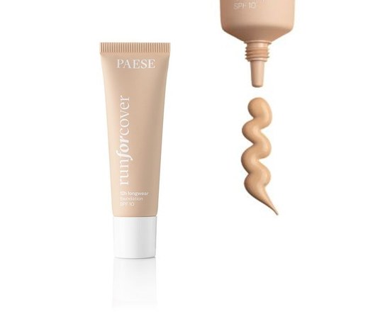 Изображение  Тональный крем для лица Paese Run For Cover 12H Longwear Fondation SPF10 30N Light Beige, 30 мл, Объем (мл, г): 30, Цвет №: 30N