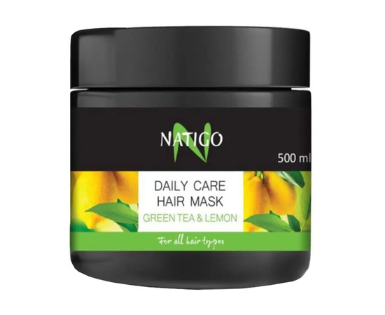Изображение  Питательная маска для всех типов волос Natigo Зеленый Чай и Лимон, 500 мл