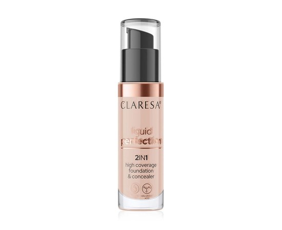 Изображение  Тональная основа для лица 2в1 Claresa Liquid Perfection 2in1 High Coverage Foundation&Concealer 104 Nude, 34 г, Объем (мл, г): 34, Цвет №: 104