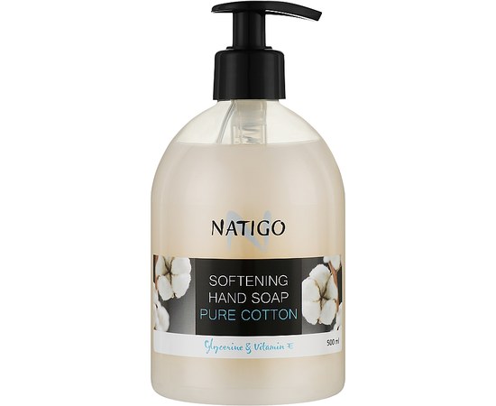 Изображение  Жидкое мыло для рук Natigo Softening Hand Soap Чистый хлопок, 500 мл
