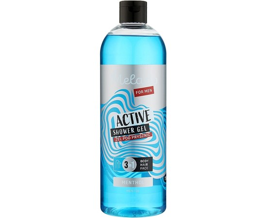 Зображення  Гель для душу чоловічий 3в1 з ментолом Melado For Men Active 3in1 Shower Gel, 750 мл