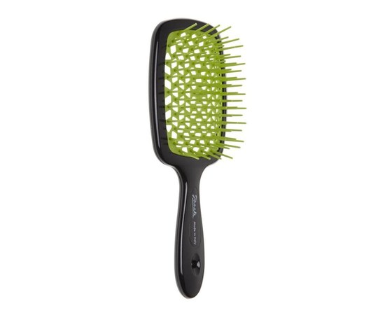 Изображение  Расческа для волос прямоугольная черная с зеленым Janeke Superbrush (71SP226 VER)