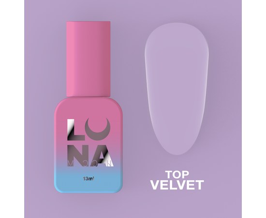 Изображение  Matte top for gel polish without sticky layer LUNAMoon Top Velvet, 13 ml