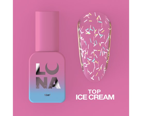 Зображення  Топ для гель-лаку LUNAMoon Top Ice Cream, 13 мл, Об'єм (мл, г): 13, Цвет №: Ice Cream