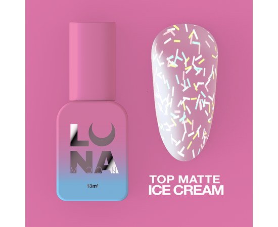 Изображение  Матовый топ для гель-лака без липкого слоя LUNAMoon Top Matte Ice Cream, 13 мл
