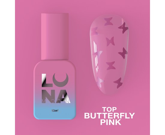 Зображення  Топ для гель-лаку LUNAMoon Top Butterfly Pink, 13 мл, Об'єм (мл, г): 13, Цвет №: Pink