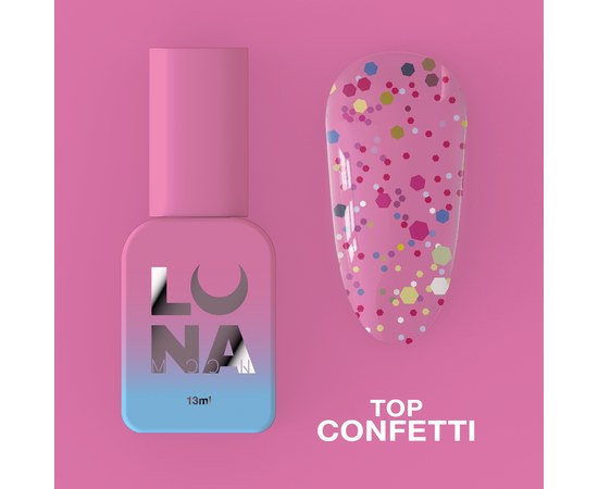 Зображення  Топ для гель-лаку LUNAMoon Top Confetti, 13 мл, Об'єм (мл, г): 13, Колір: Confetti