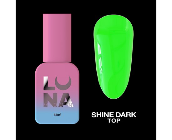 Изображение  Top for gel polish luminiscent LUNAMoon Top Shine Dark Green, 13 ml