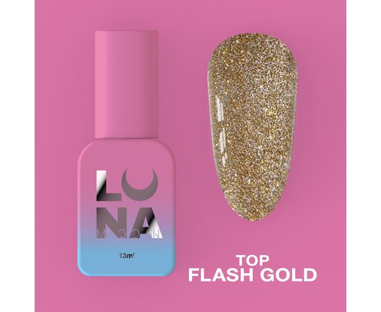 Изображение  Top for gel polish LUNAMoon Top Flash Gold, 13 ml, Volume (ml, g): 13, Color No.: Flash Gold
