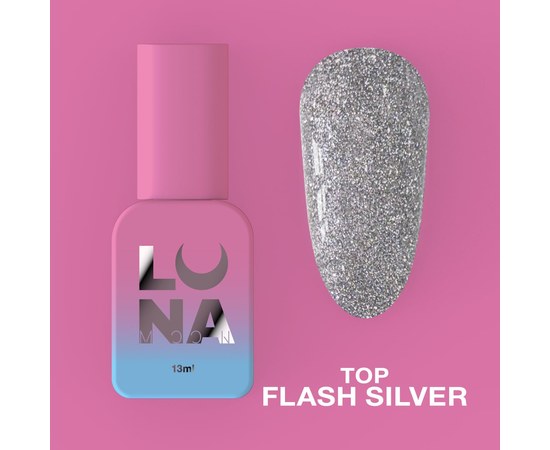 Изображение  Топ для гель-лака LUNAMoon Top Flash Silver, 13 мл, Объем (мл, г): 13, Цвет №: Flash Silver