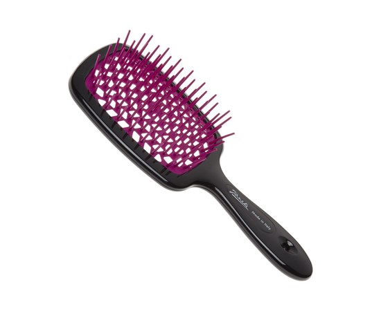 Изображение  Расческа для волос прямоугольная черная с фуксией Janeke Superbrush (71SP226FUX)