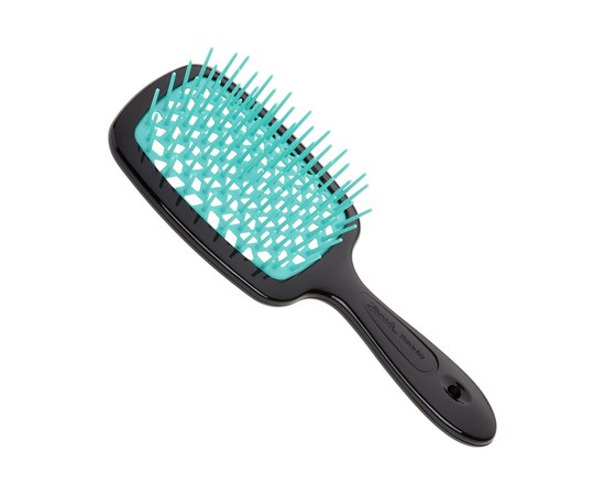 Изображение  Rectangular hair comb black with turquoise Janeke Superbrush (71SP226 TFF)
