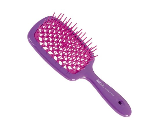 Изображение  Расческа для волос прямоугольная фиолетовая с фуксией Janeke Superbrush (86SP226 VIO)