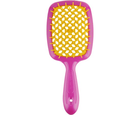 Зображення  Щітка масажна для волосся прямокутна рожева з жовтим Janeke Superbrush (86SP226 FY)