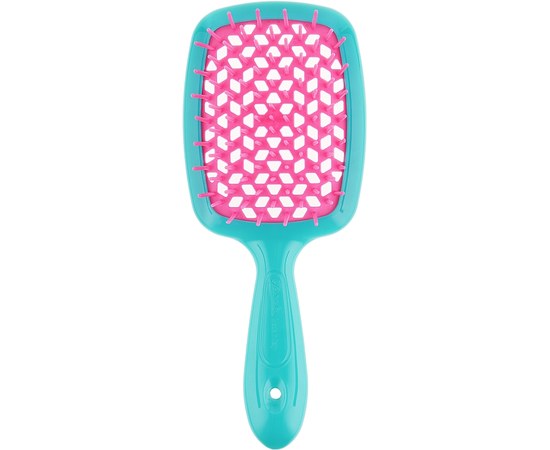 Изображение  Расческа для волос прямоугольная бирюзовая с розовым Janeke Superbrush (86SP226 AR)