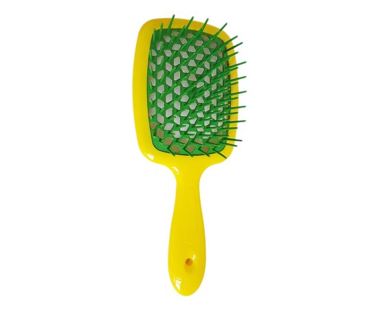 Изображение  Расческа для волос прямоугольная жёлтая с зеленым Janeke Superbrush (86SP226 GIV)