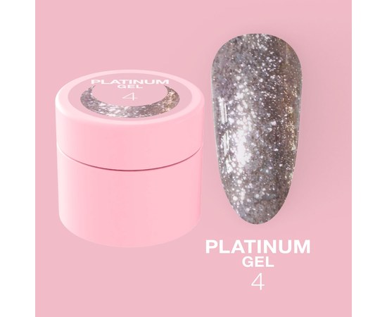 Изображение  Gel with glitter for nails LUNAMoon Platinum Gel No. 4, 5 ml, Volume (ml, g): 5, Color No.: 4, Color: Silver