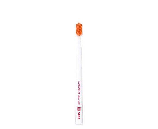 Изображение  Toothbrush Curaprox Ultra Soft CS 5460-16 D 0.10 mm white, orange bristles, Color No.: 16