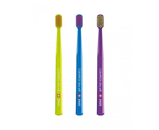 Изображение  Набор зубных щеток Curaprox Ultra Soft CS 5460 D 0.10 мм желтая, синяя, фиолетовая
