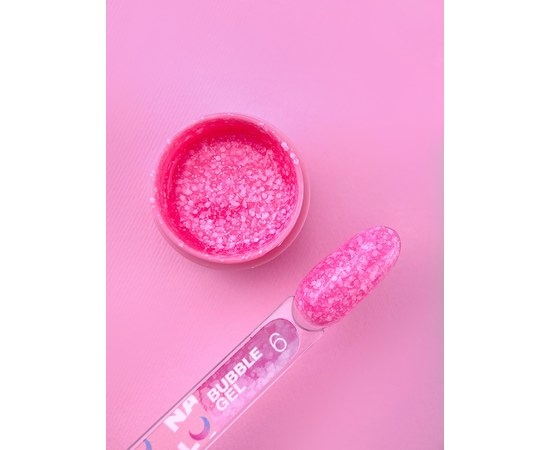 Изображение 2 Гель с блестками для ногтей LUNAMoon Bubble Gel №6, 5 мл, Объем (мл, г): 5, Вариант: 06, Цвет: Розовый