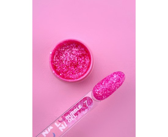 Изображение 2 Гель с блестками для ногтей LUNAMoon Bubble Gel №7, 5 мл, Объем (мл, г): 5, Вариант: 07, Цвет: Розовый