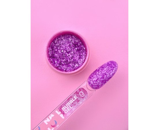 Изображение 2 Гель с блестками для ногтей LUNAMoon Bubble Gel №9, 5 мл, Объем (мл, г): 5, Вариант: 09, Цвет: Сиреневый