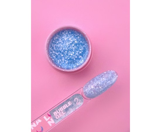 Изображение 2 Гель с блестками для ногтей LUNAMoon Bubble Gel №2, 5 мл, Объем (мл, г): 5, Вариант: 02, Цвет: Голубой