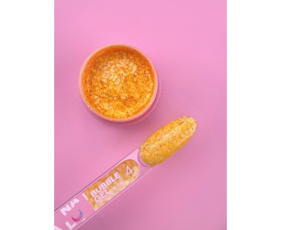 Изображение 2 Гель с блестками для ногтей LUNAMoon Bubble Gel №4, 5 мл, Объем (мл, г): 5, Вариант: 04, Цвет: Оранжевый