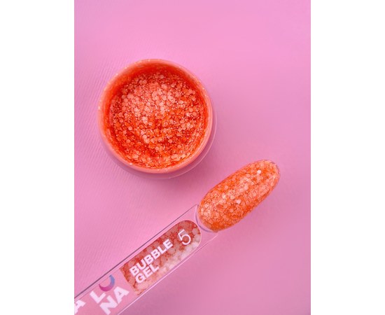 Изображение 2 Гель с блестками для ногтей LUNAMoon Bubble Gel №5, 5 мл, Объем (мл, г): 5, Вариант: 05, Цвет: Оранжевый