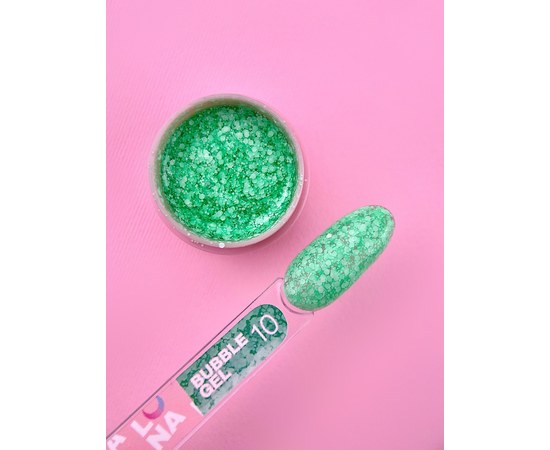 Изображение 2 Гель с блестками для ногтей LUNAMoon Bubble Gel №10, 5 мл, Объем (мл, г): 5, Вариант: 10, Цвет: Зелёный