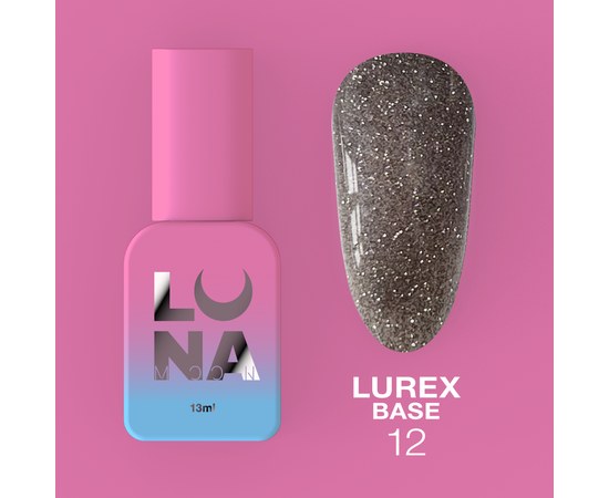 Изображение  Camouflage base for gel polish LUNAMoon Lurex Base No. 12, 13 ml, Volume (ml, g): 13, Color No.: 12, Color: Lilac