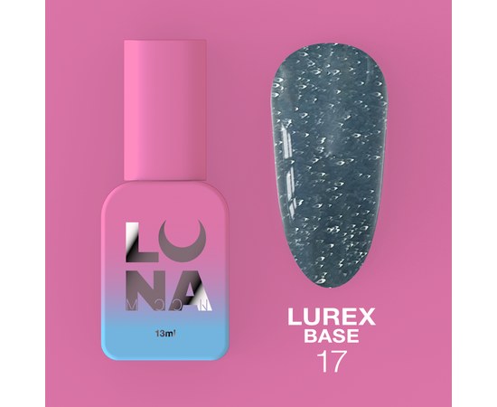 Изображение  Camouflage base for gel polish LUNAMoon Lurex Base No. 17, 13 ml, Volume (ml, g): 13, Color No.: 17, Color: Blue