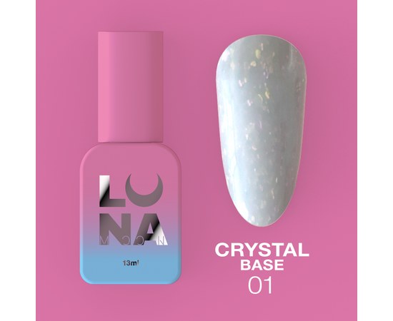 Изображение  Camouflage base for gel polish LUNAMoon Crystal Base No. 1, 13 ml, Volume (ml, g): 13, Color No.: 1, Color: White