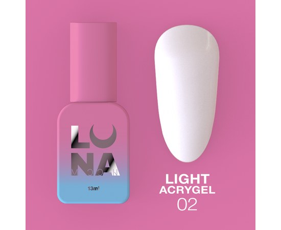 Зображення  Рідкий гель моделюючий для нігтів LUNAMoon Light Acrygel №2, 13 мл, Об'єм (мл, г): 13, Цвет №: 02, Колір: Білий