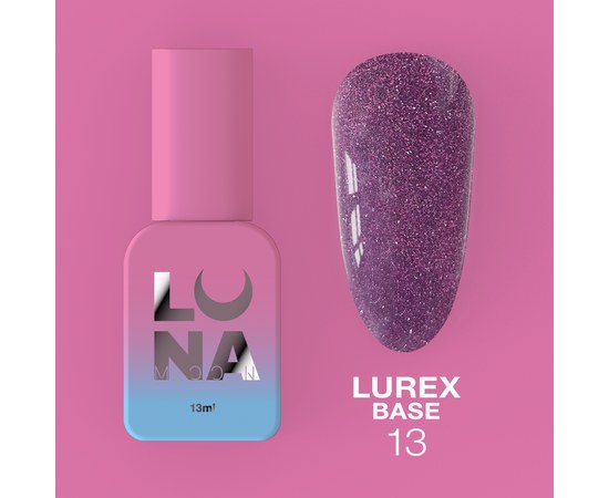Изображение  Camouflage base for gel polish LUNAMoon Lurex Base No. 13, 13 ml, Volume (ml, g): 13, Color No.: 13, Color: Dark pink