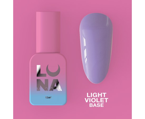 Зображення  Камуфлююча база для гель-лаку LUNAMoon Light Violet Base, 13 мл, Об'єм (мл, г): 13, Цвет №: Light Violet, Колір: Бузковий