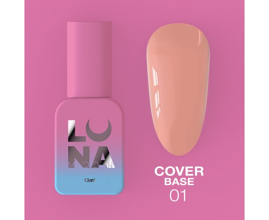 Изображение  Camouflage base for gel polish LUNAMoon Cover Base No. 1, 13 ml, Volume (ml, g): 13, Color No.: 1, Color: Light pink