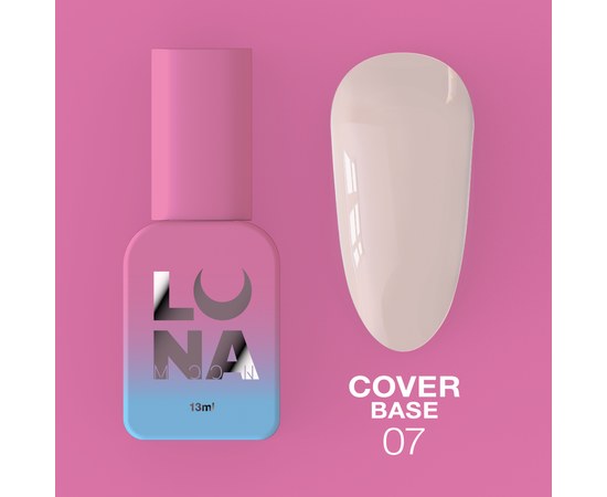 Изображение  Camouflage base for gel polish LUNAMoon Cover Base No. 7, 13 ml, Volume (ml, g): 13, Color No.: 7, Color: Light pink