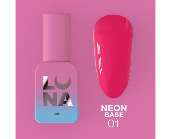 Изображение  Camouflage base for gel polish LUNAMoon Neon base No. 1, 13 ml, Volume (ml, g): 13, Color No.: 1, Color: Red