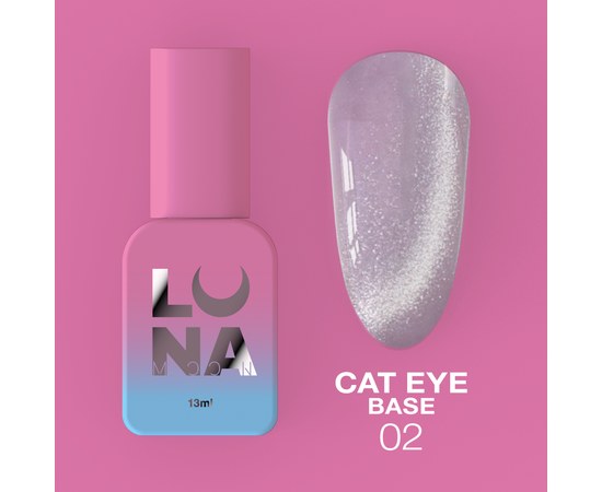 Изображение  Камуфлирующая база для гель-лака LUNAMoon Cat Eye Base №2, 13 мл, Объем (мл, г): 13, Цвет №: 02, Цвет: Сиреневый