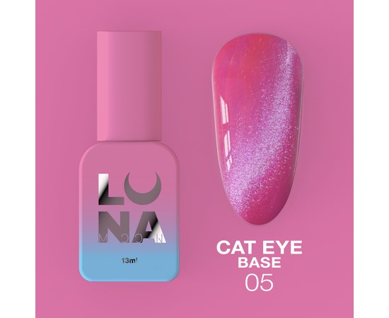 Изображение  Камуфлирующая база для гель-лака LUNAMoon Cat Eye Base №5, 13 мл, Объем (мл, г): 13, Цвет №: 05, Цвет: Розовый