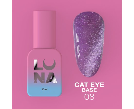 Изображение  Камуфлирующая база для гель-лака LUNAMoon Cat Eye Base №8, 13 мл, Объем (мл, г): 13, Цвет №: 08, Цвет: Фиолетовый