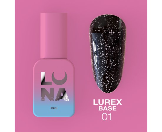 Изображение  Camouflage base for gel polish LUNAMoon Lurex Base No. 1, 13 ml, Volume (ml, g): 13, Color No.: 1, Color: Black
