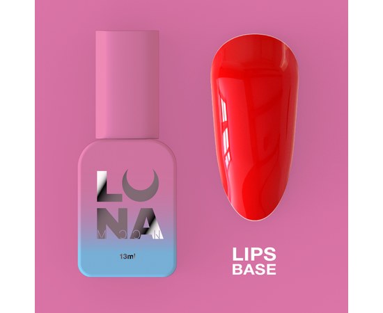 Изображение  Camouflage base for gel polish LUNAMoon Lips Base, 13 ml, Volume (ml, g): 13, Color No.: Lips, Color: Red
